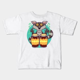 Comic lemur playing percussion Kids T-Shirt